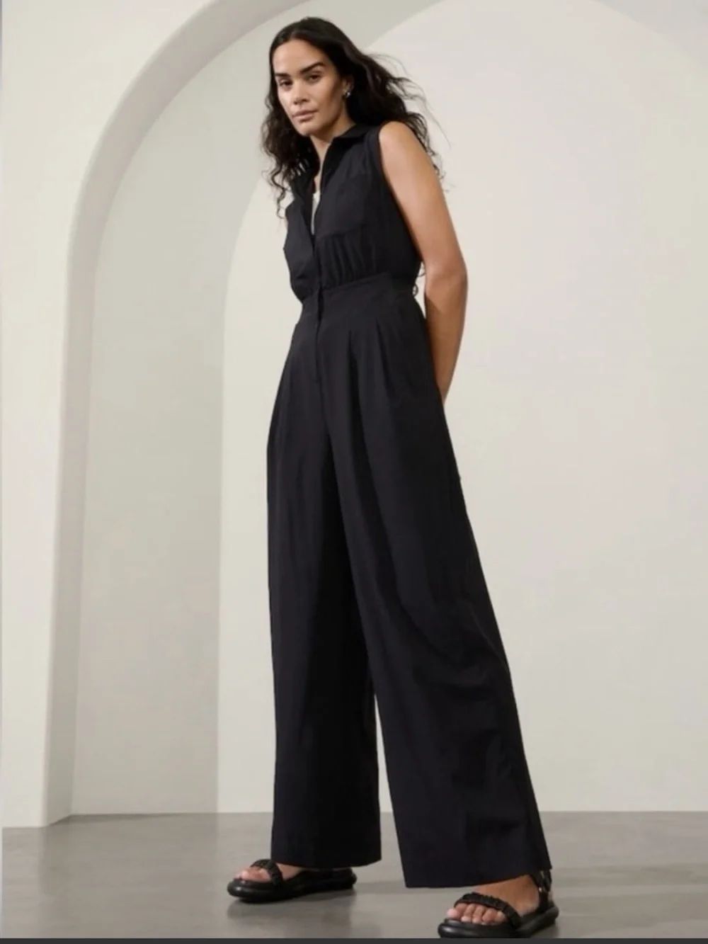 Athleta Brooklyn Heights Wide Leg Jump Suit size 4P